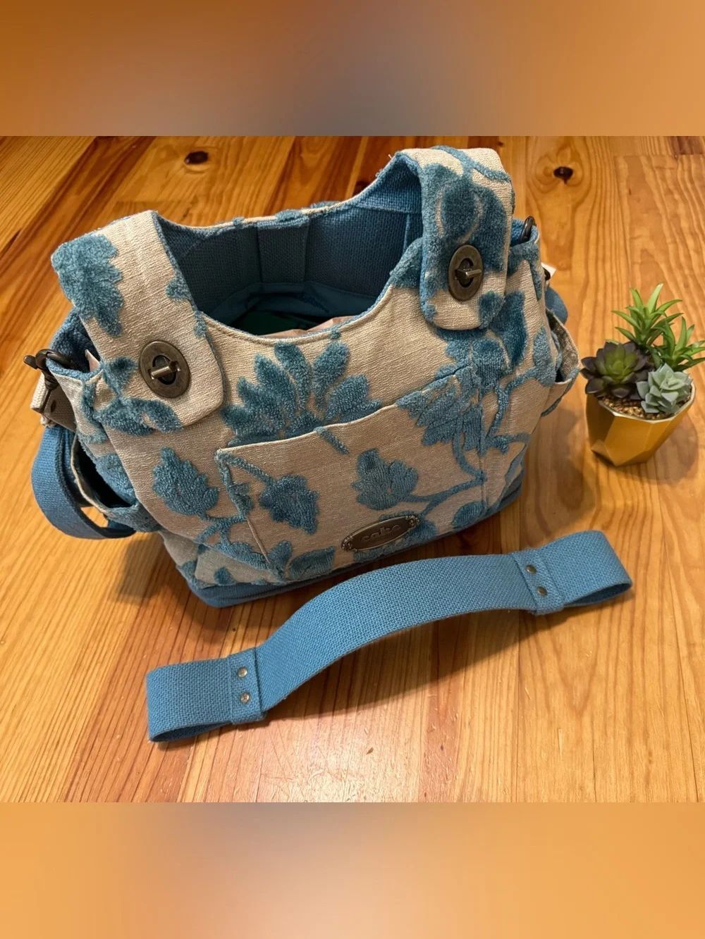 Petunia Pickle Bottom CAKE Society Satchel Blue Tapestry Diaper Bag Satchel